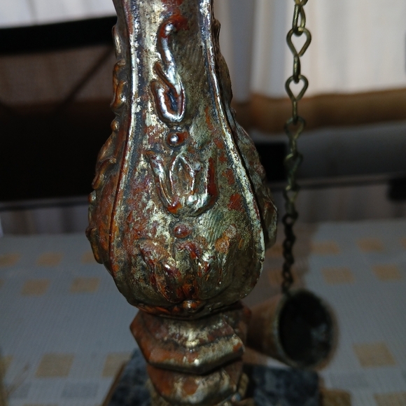 Dilly MFG Co Vintage gilded metal and marble pillar candleholders vintage - Picture 5 of 8